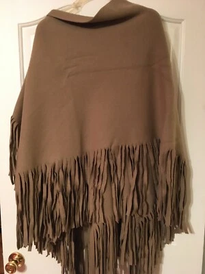Poncho de lana de fieltro con flecos Burberry Prorsum Cape Camel Talla única Foto 1 de 4