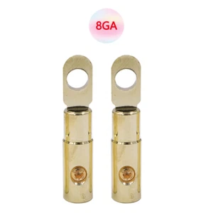2PCS 8GA Gold-plated brass power terminals Wiring Terminal Ring Terminals O-Type - Picture 1 of 6