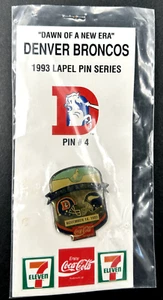 1993 Lapel Pin Series #4 - NFL Denver Broncos Coca-Cola & 7-Eleven NIP - Picture 1 of 2