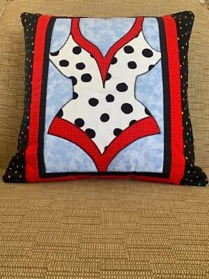 Traje de baño a lunares almohada 15x15" hecho a mano EE. UU. almohada Foto 1 de 2