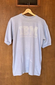 Vintage IBM Internal Use Only Football T-Shirt. Medium. Light Blue. Made in US. - Picture 1 of 8