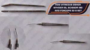 STEEL VITREOUS OSHER SNYDER IOL CUTTING SCISSOR 18 GAUGE & FORCEPS 22 GAUGE SET - Picture 1 of 24