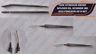 JUEGO DE TIJERA DE CORTE DE ACEITE DE ACERO VÍTREO OSHER SNYDER CALIBRE 18 Y PINZAS CALIBRE 22 Foto 1 de 4