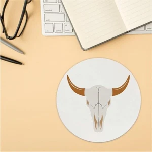Alfombrilla de ratón redonda Bull Skull base de goma antideslizante para PC computadora portátil escritorio - Imagen 1 de 3