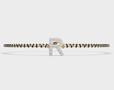 Diamond Encrusted R Mangalsutra Bracelet in 14k Lab Grown Diamond - Image 1 of 4