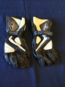 TEKNIC Genuine Leather Motorcycle Gloves White/Black Medium -USED - Foto 1 di 13