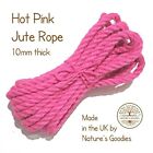 Hot Pink Colour 3m x 10mm Thick Coloured Jute Rope for Arts Crafts Ropework