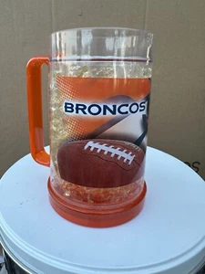 DENVER BRONCOS PLASTIC INSULATED MUG WITH ORANGE HANDLE - Picture 1 of 6