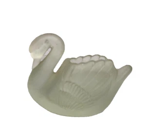 VINTAGE FROSTED GLASS SWAN 4" FIGURINE CANDLE HOLDER - NICE!! - Picture 1 of 4