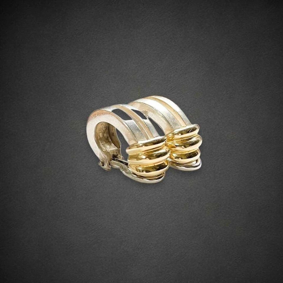 Tiffany & Co. Grooved Hoop Earrings Gold 750 Silver 925 - Image 1 of 4