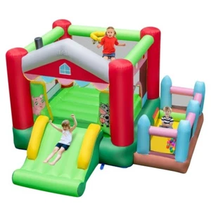 4x1 Farm Style Inflatable Bounce House w/ Basketball Hoop, Ball Pit, 480W Blower - Picture 1 of 8