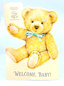 NEW Hallmark Vintage 1986 “Welcome, Baby” Newborn Bear Hanging Wall Decoration - Picture 1 of 4