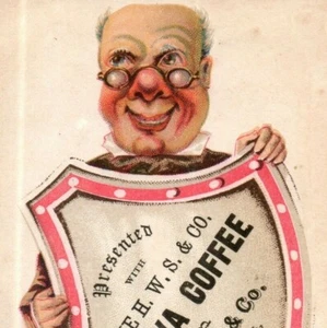 Tarjeta comercial victoriana café Java puro Howard W. Spurr ancho escudo rojo de San Boston - Imagen 1 de 3