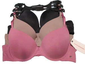 Lucky Brand T-SHIRT Bra-3 pk-SZ 36B-padded/Underwire-NWT-RET 84-multiwear strap - Picture 1 of 7