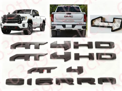 For Overlay Emblem Door Set Matte Black AT4HD Sierra GMC Sierra15002500HD3500HD - Image 1 of 4