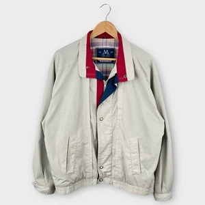 Vintage Members Only Men’s Jacket Beige Plaid Lined Bomber Size Medium - Picture 1 of 4