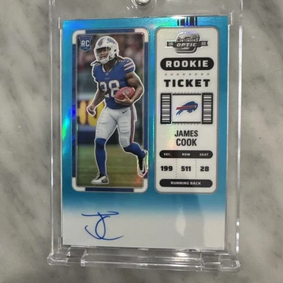 2022 Panini Contenders Optic James Cook RC  Ticket Teal Auto /99 - Image 1 of 4