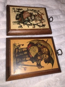 Lotto di 2 targhe da parete vintage in legno Goebel Hummel - Foto 1 di 5