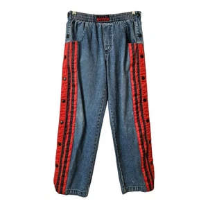 Vintage Y2K APCO sportliche Druckknopfhose Jugend Jungen Medium Denim Druckknopf seitlicher Abriss - Bild 1 von 16