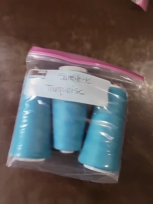 Sure-Lock Overlock Thread Cones • Color: Turquoise. Lot Of 3. - Image 1 of 2