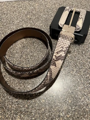 Michael Kors Leather Snakeskin Belt Size Large With Large Rectangle Buckle EUC - Image 1 of 4