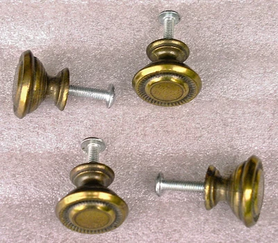 VTG Sheraton Style Pull-Knobs w-Flared Base Cast Brass C1990's - 15/16"D - Qty 4 - Image 1 of 4