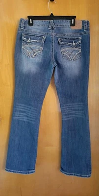 Amethyst Series 31 Jeans Womens 13 Bootcut Distressed Bling Pocket Stretch Denim - Image 1 of 4