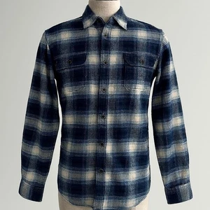 Jachs Flannel Shirt Mens Large Tall LT Blue Plaid Heavy Weight Button Front - Picture 1 of 13