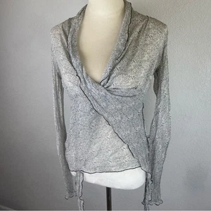 Wink Boho Fairy Abstract Patterned Mesh Blouse in Black and White Womens Sz 6 - Picture 1 of 8