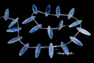 BLUE KYANITE GEMSTONE GRADE A MARQUISE OVAL TOPDRILL 30X10MM LOOSE BEADS 8 BEADS - Picture 1 of 1