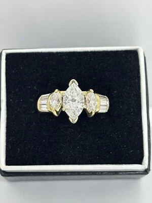 Помолвочное кольцо из желтого и белого золота 14 карат 2 карата - Изображение 1 из 4