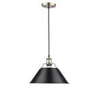 Orwell AB 1 Light Pendant - 14" in Aged Brass with Black Shade