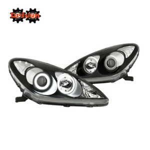 For 04-06 Lexus ES ES330 Black Halogen Projector Headlights w/LED DRL Halo Lamp - Picture 1 of 3