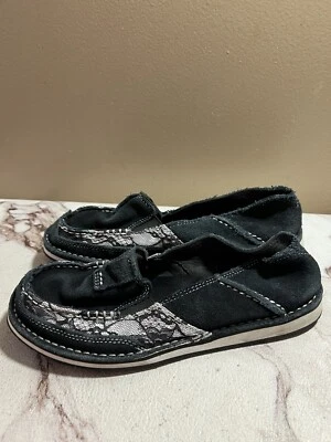 ARIAT Cruiser Shoes Black White Stitching Leather Slip On Loafer Women's 7.5B - Image 1 of 4