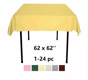 Square Polyester Tablecloth 62x62'' Wedding Banquet Polyester Table Cover 1-24pc - Picture 1 of 18