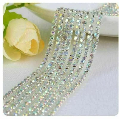 1m Crystal Rhinestone Chain String Trimming Diamante Stone Beads DIY Crafts - Image 1 of 4