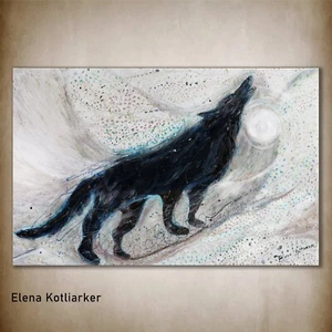 Timberwolf. Lienzo giclee edición limitada en blanco y negro de pintura original - Imagen 1 de 5