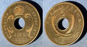 East Africa 1925 5 Cents - George V KM-18 Bronze VF+ #97 - US Seller - Picture 1 of 2