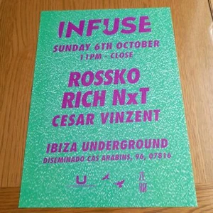 INFUSE 06/10/19 @ UNDERGROUND IBIZA CLUB 2019 - IBIZA CLUB POSTERS - DJ MUSIC - Picture 1 of 1