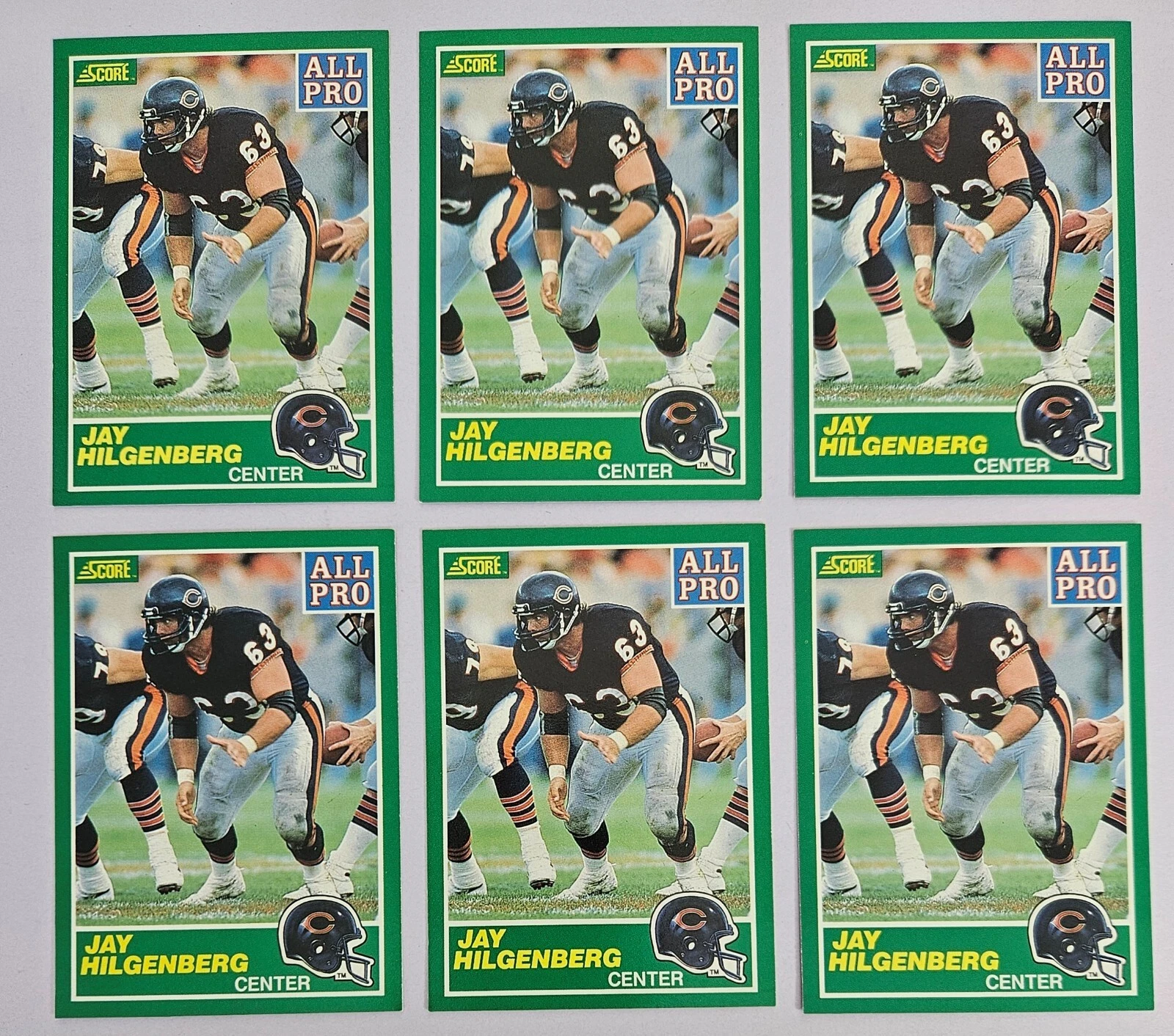 1989 Score Football Jay Hilgenberg 288 Lot of 6 cards sell as seen in