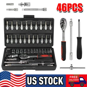 1/4" Ratchet Wrench Combination Package Socket Tool Screwdriver Bit Wrench Kit - Picture 1 of 13
