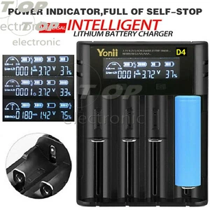 Intelligent LCD Charger 4 Slot For 18650 21700 26650 Lithium AA AAA Nimh Battery - Picture 1 of 10