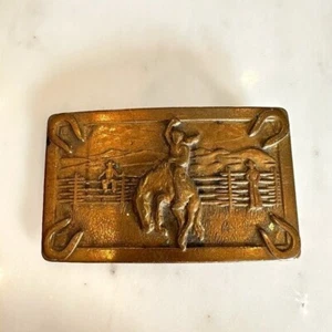 Vintage Brass Toned Belt Buckle Cowboy Rodeo Western Mustang - Picture 1 of 3