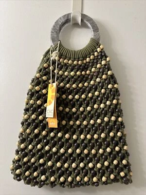 Bolso C&C California Colección Boho Playa Macramé Bolso con Cuentas Verde Oliva (NUEVO CON ETIQUETAS) Foto 1 de 4