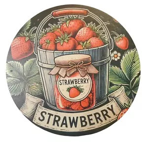 Spring Country Farmers Market Strawberry Bucket Wreath Enhancement 8" Tin Sign - Picture 1 of 2