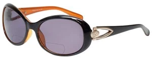 Calabria 828 Oversized Oval BiFocal Reading Sunglasses +2.25 Black Orange Women - Picture 1 of 5