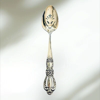 1847 Rogers Bros. Silver Plate GRAND HERITAGE Slotted Serving Spoon 8.5” 1968 - Image 1 of 3