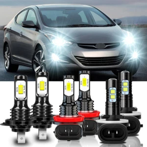 Para For Hyundai Elantra 2013-2018 Kit de faros LED Hi/Lo + luces antiniebla - Picture 1 of 11
