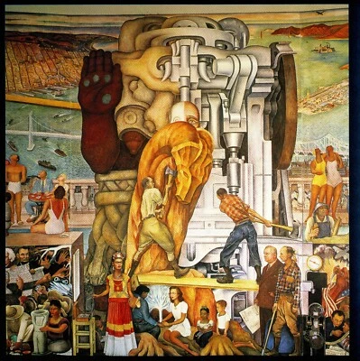 Diego Rivera " Fresco from City College of San Francisco" 1940" CANVAS!  - Image 1 of 4