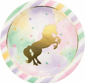 Unicorn Sparkle Foil Stamp 9" Dinner Plates - 8 Count - Picture 1 of 1